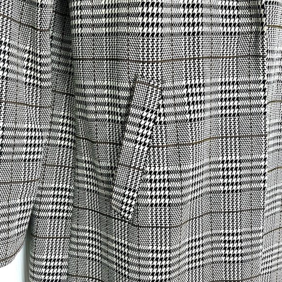 H&M - Tweed Black And White Green Stripe 2 Button Snap Long Blazer Size XS - Picture 4 of 14